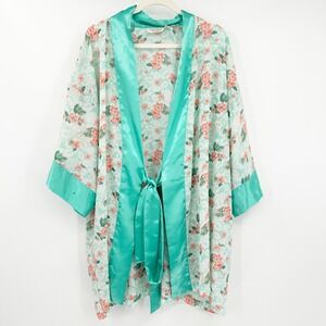 Victoria's Secret Womens Cottagecore Vintage Gold Label Floral Robe Kimono OS‎